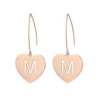 Stainless Steel Drop Earring, Heart, fashion jewelry & for woman, rose gold color 