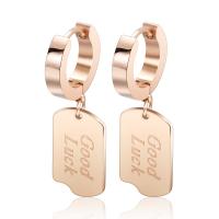 Huggie Hoop Drop Earring, Titanium Steel, plated, fashion jewelry & for woman, rose gold color 