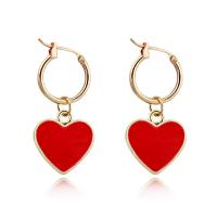 Huggie Hoop Drop Earring, Zinc Alloy, fashion jewelry & for woman & enamel, red 