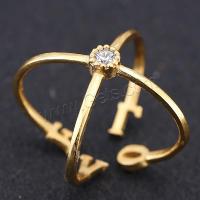 Rhinestone Brass Finger Ring, vintage & for woman & with rhinestone 19.34mm 