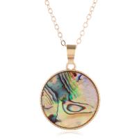 Shell Zinc Alloy Necklace, with Abalone Shell, with 2inch extender chain, Flat Round, gold color plated, oval chain & for woman, 25mm Approx 16.5 Inch 