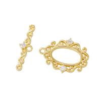 Brass Toggle Clasp, gold color plated, DIY & micro pave cubic zirconia & hollow, metallic color plated, nickel, lead & cadmium free 18mm Approx 1mm 