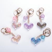 Zinc Alloy Key Clasp, Acrylic, with Sequins & Zinc Alloy, Heart, for woman 40mm,100mm 
