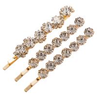 Hair Slide, Zinc Alloy, plated, three pieces & fashion jewelry & for woman & with rhinestone, nickel, lead & cadmium free 