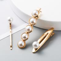 Zinc Alloy Hair Jewelry Set, hair clip, with Plastic Pearl, plated, three pieces & fashion jewelry & for woman, nickel, lead & cadmium free 