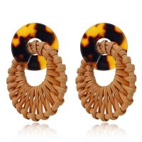 Rattan Earring, with Acrylic, for woman 