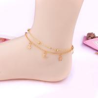 Zinc Alloy Anklet, Moon and Star, plated, Double Layer & twist oval chain & oval chain & for woman Approx 8.3 Inch 