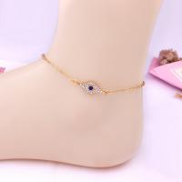Zinc Alloy Anklet, with 2inch extender chain, plated, oval chain & for woman & with rhinestone 25mm Approx 9 Inch 