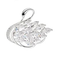 Cubic Zirconia Brooch, Brass, Swan, plated, micro pave cubic zirconia & for woman, metallic color plated, nickel, lead & cadmium free 