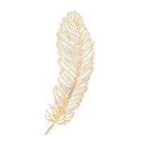 Cubic Zirconia Brooch, Brass, Feather, plated, micro pave cubic zirconia & for woman nickel, lead & cadmium free 