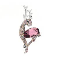 Cubic Zirconia Brooch, Zinc Alloy, with Austrian Crystal, Deer, plated, micro pave cubic zirconia & for woman 