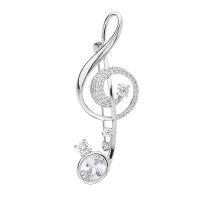 Cubic Zirconia Brooch, Brass, Music Note, plated, micro pave cubic zirconia & for woman, metallic color plated, nickel, lead & cadmium free 