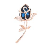 Cubic Zirconia Brooch, Brass, with Crystal, Flower, plated, micro pave cubic zirconia & for woman, blue, nickel, lead & cadmium free 