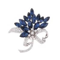 Cubic Zirconia Brooch, Brass, with Crystal, plated, micro pave cubic zirconia & for woman, blue, nickel, lead & cadmium free 