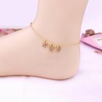 Zinc Alloy Anklet, Star, plated, oval chain & for woman & with rhinestone 8mm Approx 8.7 Inch 