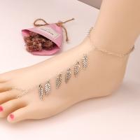 Fashion Toe Anklet, Zinc Alloy, Leaf, plated, oval chain & for woman Approx 8.7 Inch 