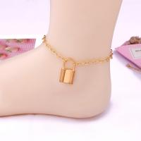 Zinc Alloy Anklet, Lock, plated, oval chain & for woman 25mm Approx 8.7 Inch 