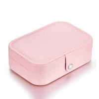 Multifunctional Jewelry Box, PU Leather, with Velveteen, Rectangle, portable, pink 