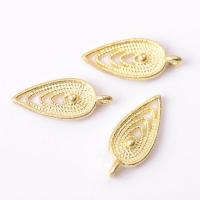 Brass Leaf Pendants, gold color plated, hollow, metallic color plated 