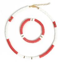Polymer Clay Jewelry Set, bracelet & necklace, fashion jewelry & for woman 6mm 