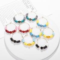 Polymer Clay Hoop Earring, with Zinc Alloy, fashion jewelry & for woman 5mm 