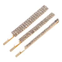 Hair Slide, Zinc Alloy, hair clip, plated, three pieces & fashion jewelry & for woman & with rhinestone, nickel, lead & cadmium free 