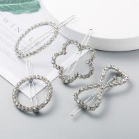 Hair Clip, Zinc Alloy, plated, fashion jewelry & for woman & with rhinestone nickel, lead & cadmium free 