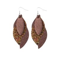 PU Leather Drop Earring, fashion jewelry & multilayer & for woman 