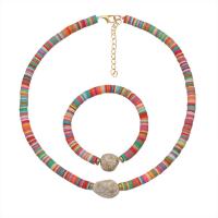 Arcilla polimero Conjunto de joya, pulsera & collar, con turquesa, Joyería & para mujer, más colores para la opción, 450x6mm,180, Vendido por Set