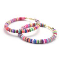 Polymer Ton Kreolen, rund, handgemacht, Modeschmuck & für Frau, farbenfroh, 70mm, verkauft von Paar