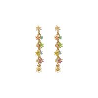 Zinc Alloy Drop Earring, with Glass Pearl, sterling silver post pin, Flower, gold color plated, for woman & enamel, mixed colors 