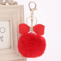 Zinc Alloy Key Clasp, Plush, with PU Leather & Zinc Alloy, for woman & with rhinestone 