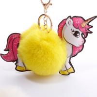 Zinc Alloy Key Clasp, Plush, with PU Leather & Zinc Alloy, Horse, printing & for woman 
