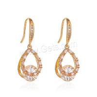Brass Drop Earring, plated, fashion jewelry & for woman & with rhinestone nickel, lead & cadmium free 