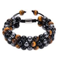Tiger Eye Stone Bracelets, Round, durable & multilayer, black .5-11.8 Inch 