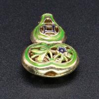 Enamel Brass Beads, Calabash, gold color plated, DIY 