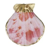 Brass Jewelry Pendants, Shell, with Brass, Shell, gold color plated, DIY, pink Approx 2mm 
