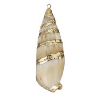 Brass Jewelry Pendants, Shell, with Brass, Shell, gold color plated, DIY, beige Approx 1.5mm 