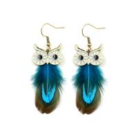 Zinc Alloy Drop Earring, with Feather, Owl, plated, vintage & for woman & enamel 