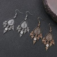 Zinc Alloy Drop Earring, plated, vintage & folk style & for woman & with rhinestone 
