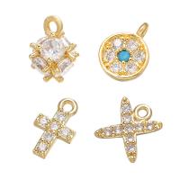 Cubic Zirconia Micro Pave Brass Pendant, Plating champagne gold, DIY & micro pave cubic zirconia, metallic color plated    