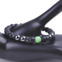 Gemstone Bracelets, Black Magnetic Stone, with Elastic Thread, plated, fashion jewelry & for man nickel, lead & cadmium free, 8mm 