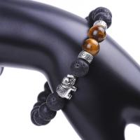 Lava Bead Bracelet, with Elastic Thread, plated, fashion jewelry & Unisex 8mm 