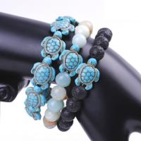 Gemstone Bracelets, turquoise, with Elastic Thread, plated, fashion jewelry & Unisex 8mm 