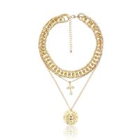 Multi слой ожерелье, цинковый сплав, с 2.75 inch наполнитель цепи, плакирован золотом, Женский & многонитевая, плакирование металлическим цветом, 33cm,45cm, длина:Приблизительно 17.7 дюймовый, продается Strand