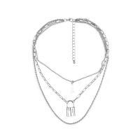 Multi слой ожерелье, цинковый сплав, с 2.75 inch наполнитель цепи, Платиновое покрытие платиновым цвет, Женский & многонитевая, плакирование металлическим цветом, 33cm,45cm, длина:Приблизительно 17.7 дюймовый, продается Strand