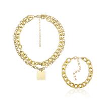 Fashion Zinc Alloy Jewelry Sets, bracelet & necklace, with 2.75 inch extender chain, KC gold color plated, 2 pieces & for woman & multi-strand, metallic color plated, 36cm,18cm 