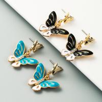Zinc Alloy Drop Earring, with Rhinestone, Butterfly, for woman & with rhinestone 35*24mm 