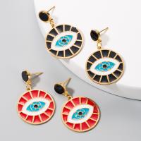 Stainless Steel Drop Earring, Round, plated, punk style & for woman & enamel 37*25mm 