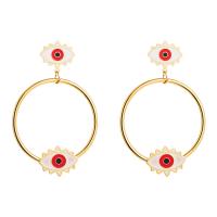 Stainless Steel Drop Earring, Evil Eye, plated, for woman & enamel, red, 55*40mm, 50/Pair 